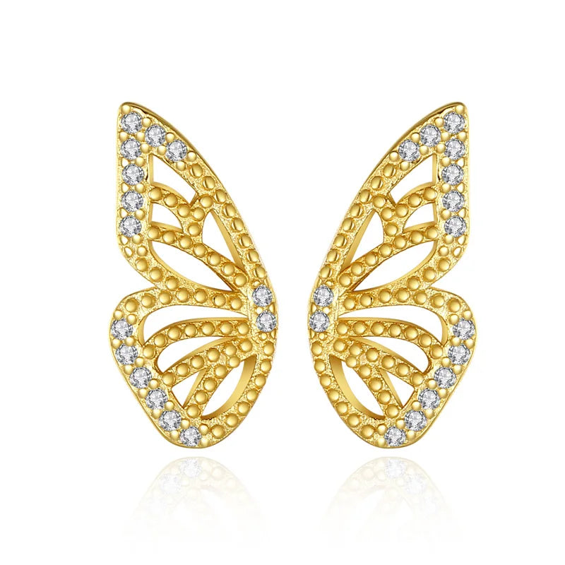 Fashion Insect Butterfly Shiny CZ Stud Earrings DA2713