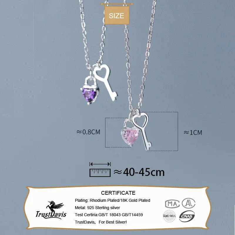 Love Lock Key Shiny Clavicle Necklace For Women Wedding Party Jewelry DG0197