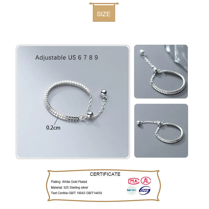 Fashion Minimalist Double Box Chain Ring Sizable DA2131