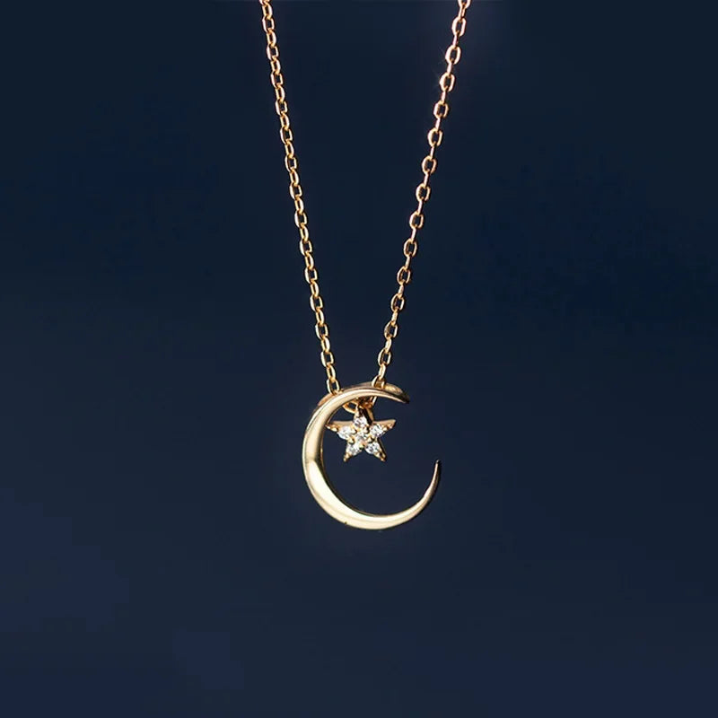 Fashion Moon Star Dazzling CZ Choker Necklace DB013