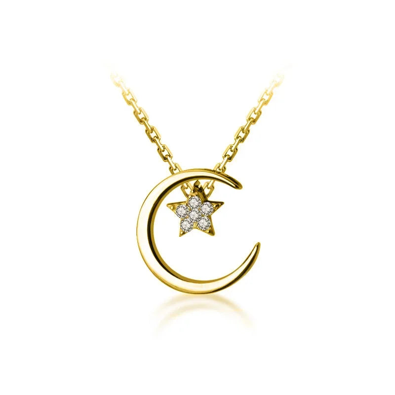 Fashion Moon Star Dazzling CZ Choker Necklace DB013