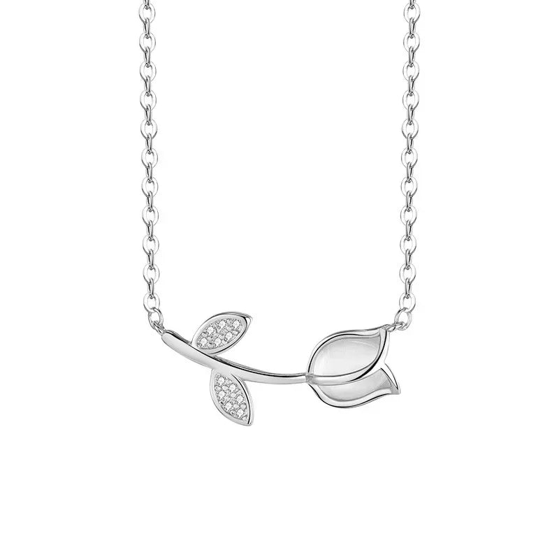 Fashion Mother Gift Tulip Flower Dazzling CZ Necklace DE0002