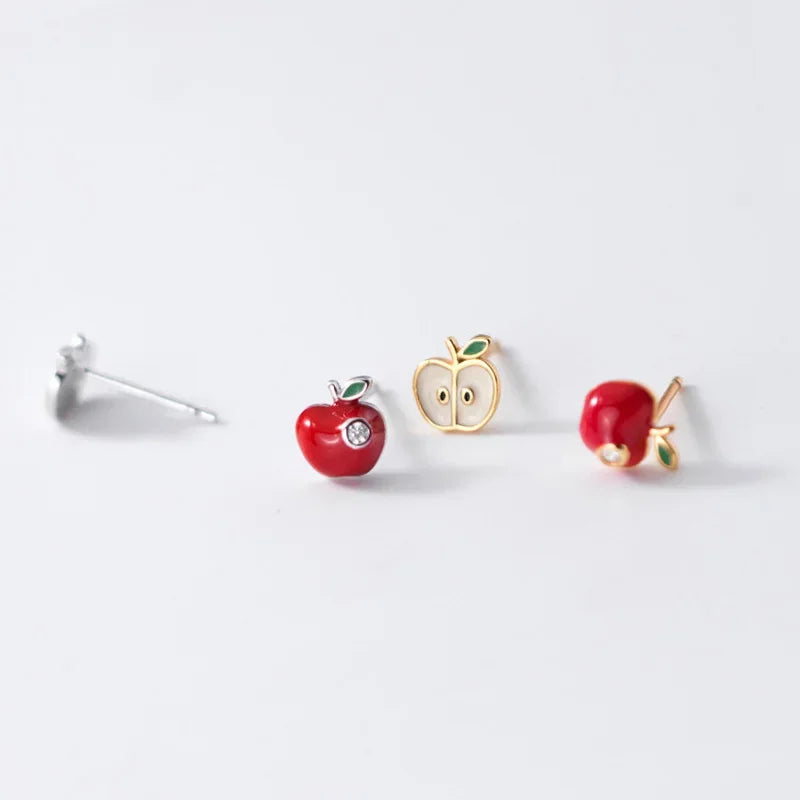 Fashion New Fruit Asymmetric Apple Stud Earring DB114