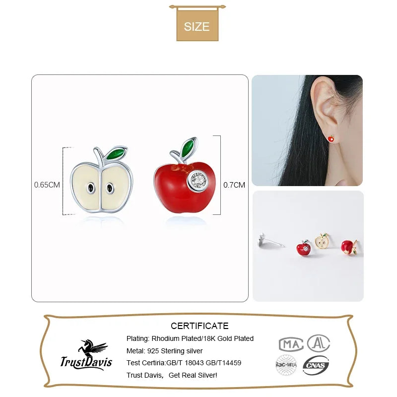 Fashion New Fruit Asymmetric Apple Stud Earring DB114