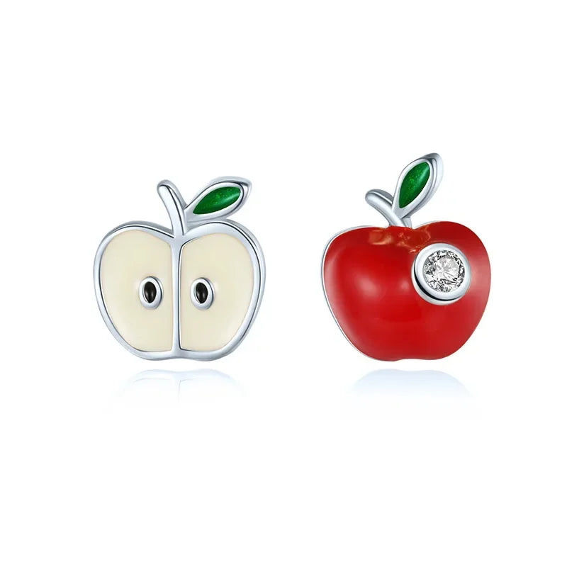 Fashion New Fruit Asymmetric Apple Stud Earring DB114