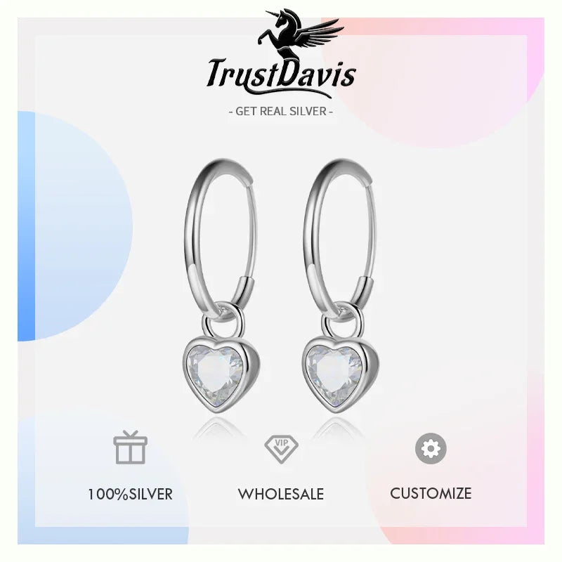 Fashion Romantic Heart Zircon Hoop Earrings  DS4605