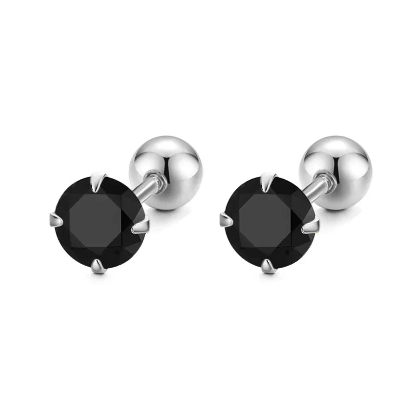 Fashion Shiny CZ 3/4/5/6mm Beads Screw Stud Earrings DA2299