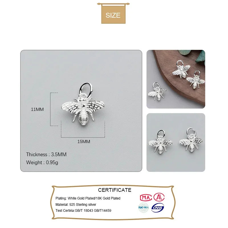 3D Busy Bees Charm Pendant DIY Accessories Jewelry DZ117