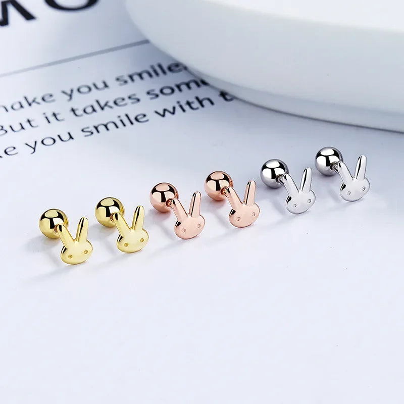 Fashion Sweet Animal Rabbit Screw Stud Earrings DA2628