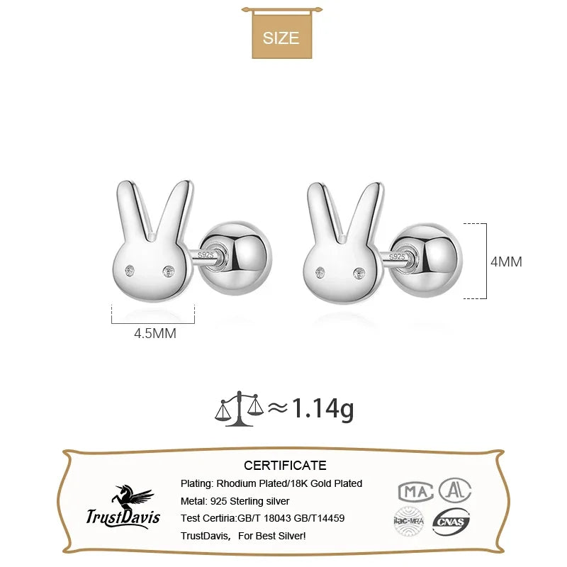 Fashion Sweet Animal Rabbit Screw Stud Earrings DA2628