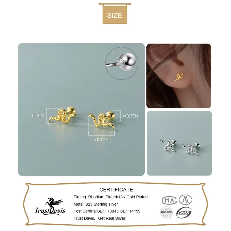 Fashion Sweet Animal Snake Screw Stud Earrings DA3141