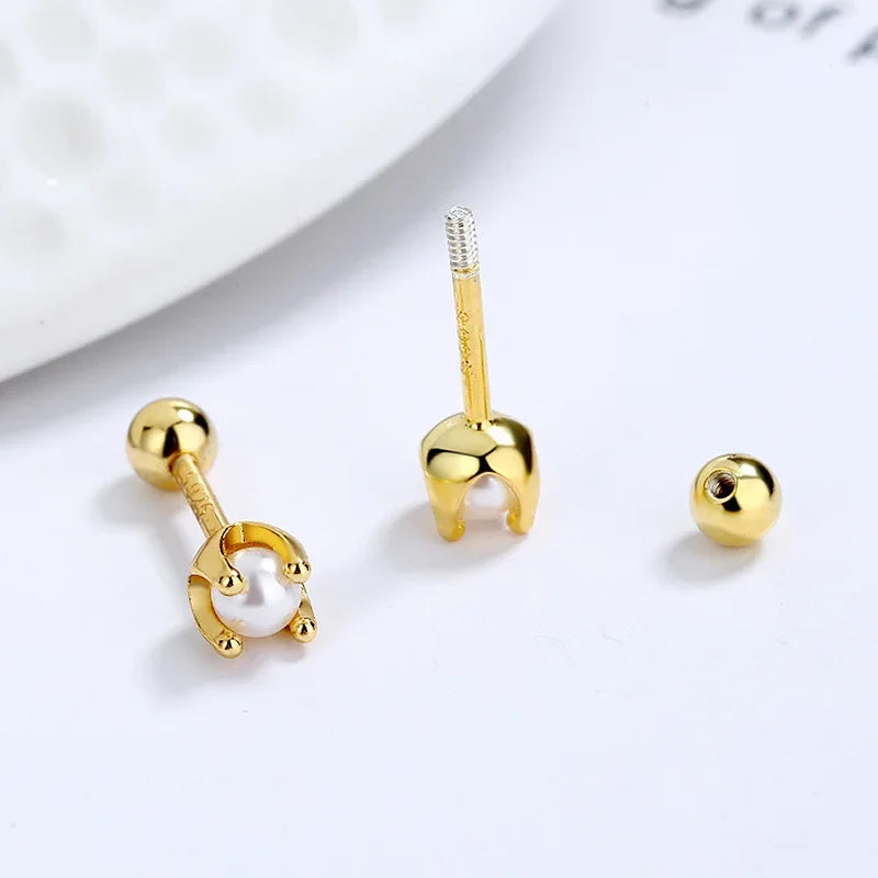 Fashion Sweet Clover Leaves CZ Screw Stud Earrings DA2240