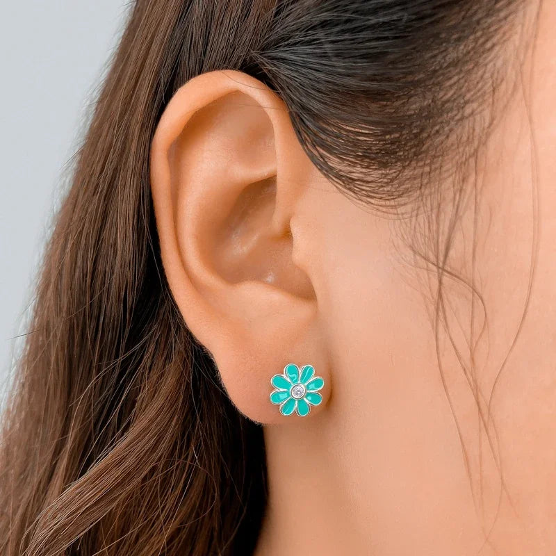 Fashion Sweet Glaze Flower Charm Stud Earrings  DK004