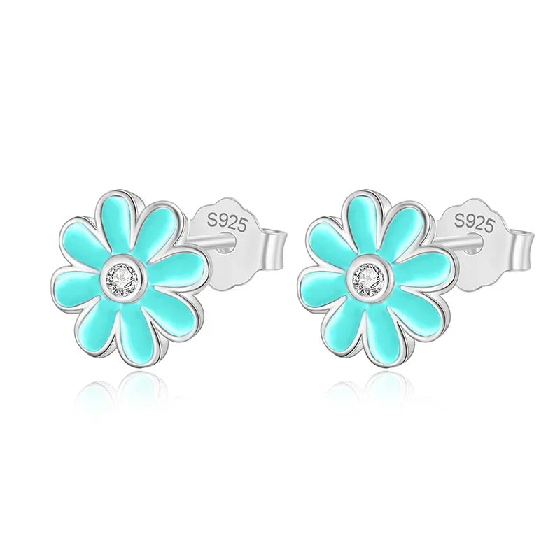 Fashion Sweet Glaze Flower Charm Stud Earrings  DK004