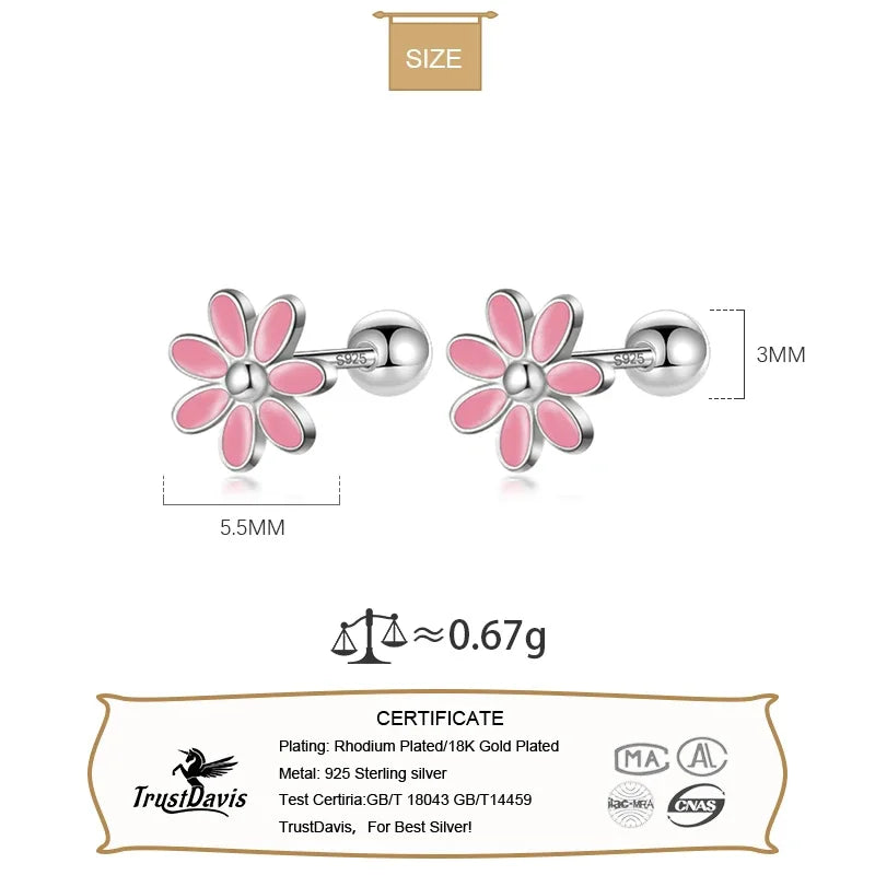 Fashion Sweet Glaze Flower Screw Stud Earrings DB140