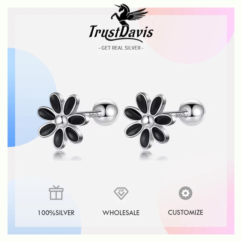 Fashion Sweet Glaze Flower Screw Stud Earrings DB140