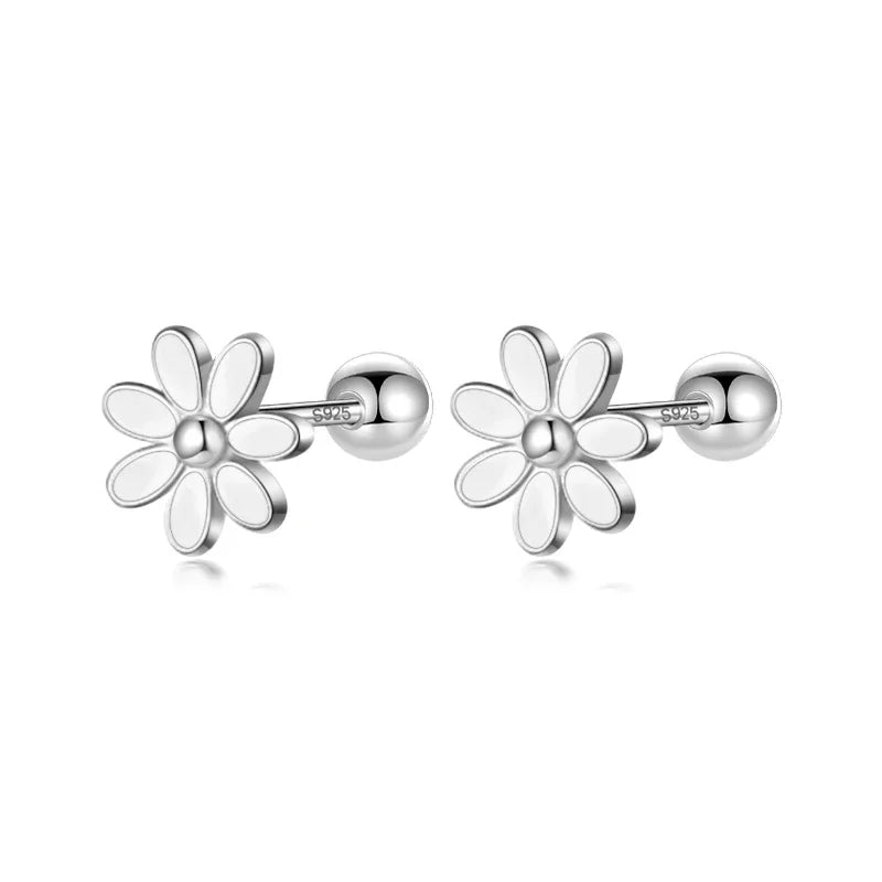 Fashion Sweet Glaze Flower Screw Stud Earrings DB140