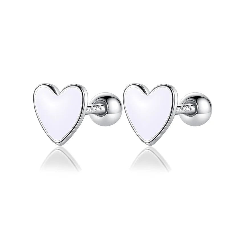 Fashion Sweet Glaze Heart Screw Stud Earrings DA3011