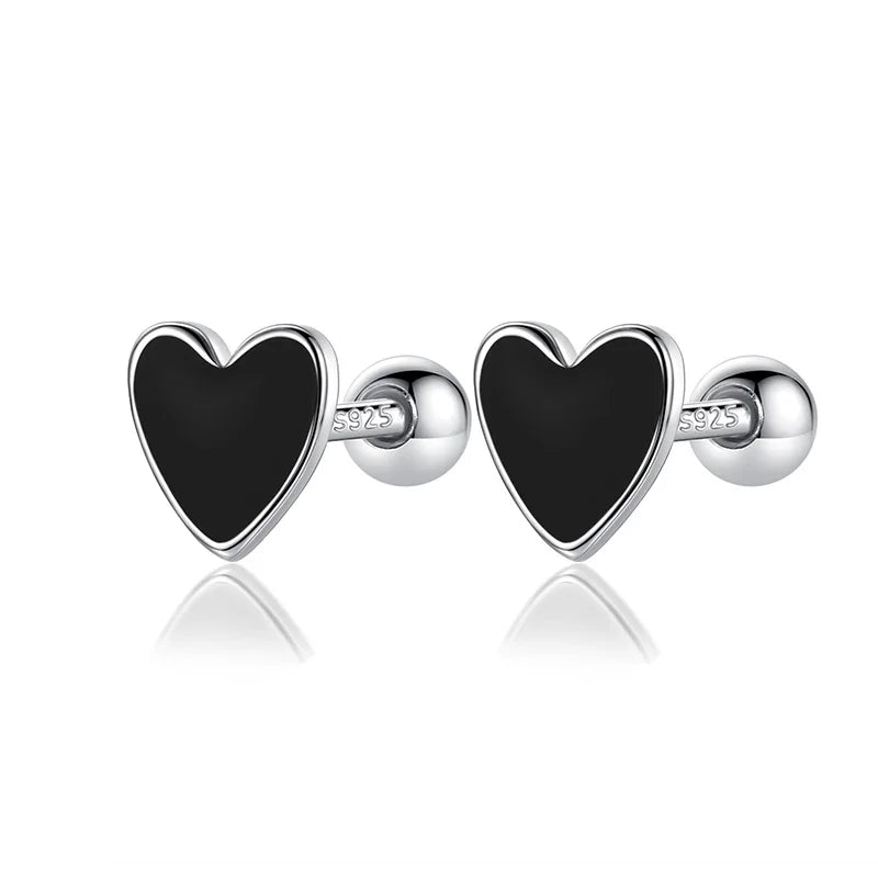 Fashion Sweet Glaze Heart Screw Stud Earrings DA3011