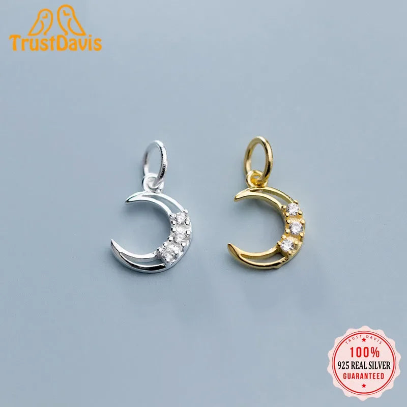 Moon Shiny CZ Charm Pendant DIY Accessories DZ410