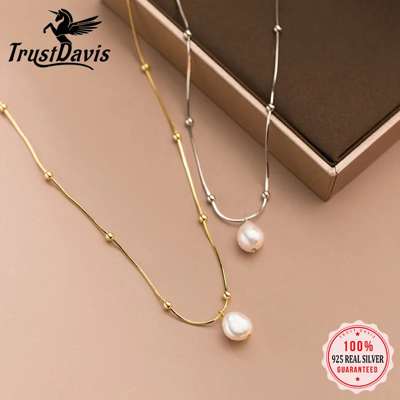 Fashion Sweet Pearl Beads Chain Necklace DS4058