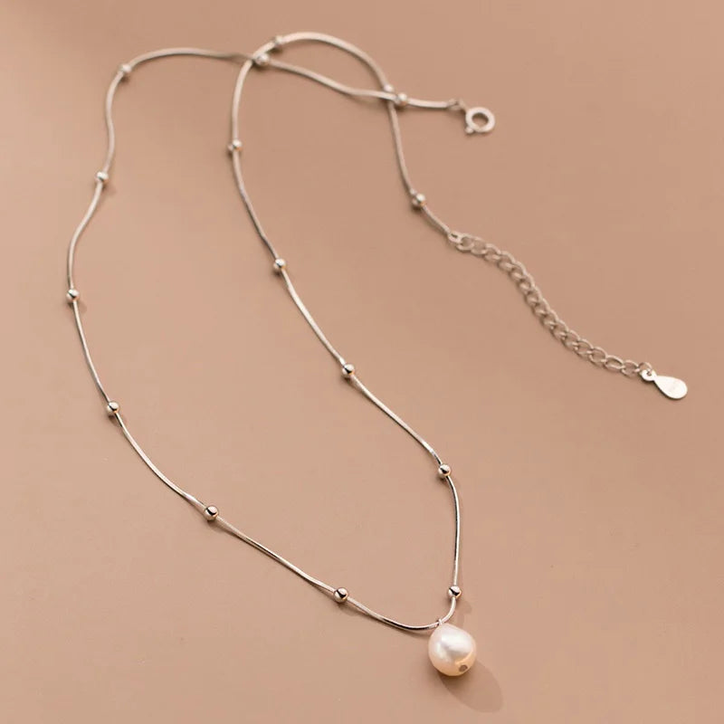 Fashion Sweet Pearl Beads Chain Necklace DS4058