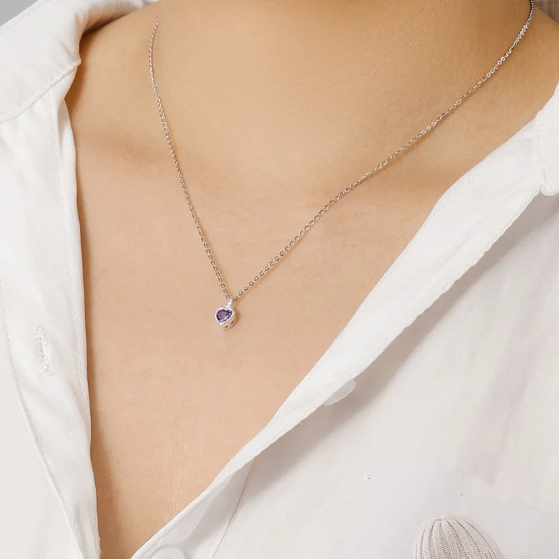 Fashion Sweet Romantic Heart Shiny CZ Clavicle Necklace DA2596