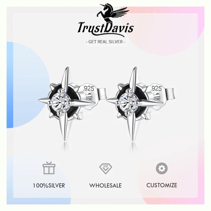 Fashion Sweet Star Black CZ Stud Earrings DA2528