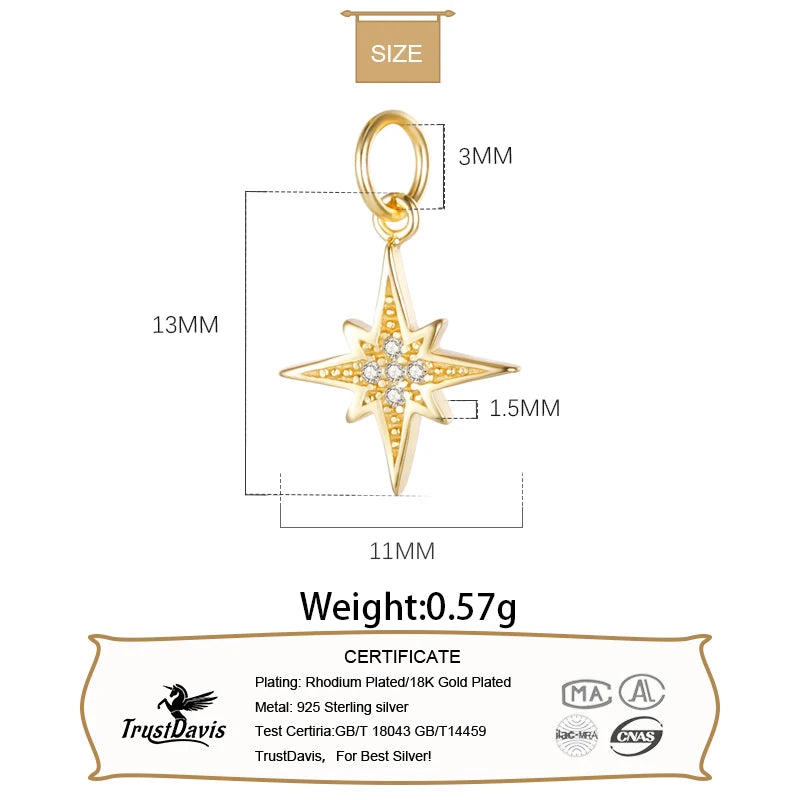 Star CZ Charm Pendant DIY Accessories Fine Jewelry Wholesale DZ12