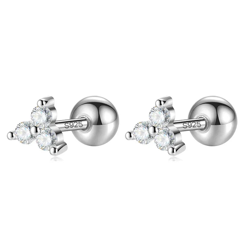 Fashion Triangle CZ Screw Stud Earrings DB083