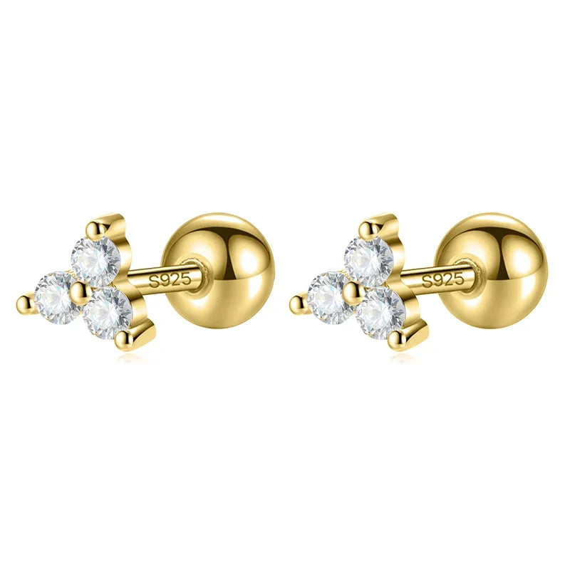 Fashion Triangle CZ Screw Stud Earrings DB083