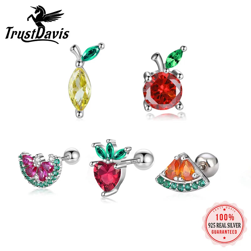 Fruit Zircon CZ Screw Stud Earrings DF2006