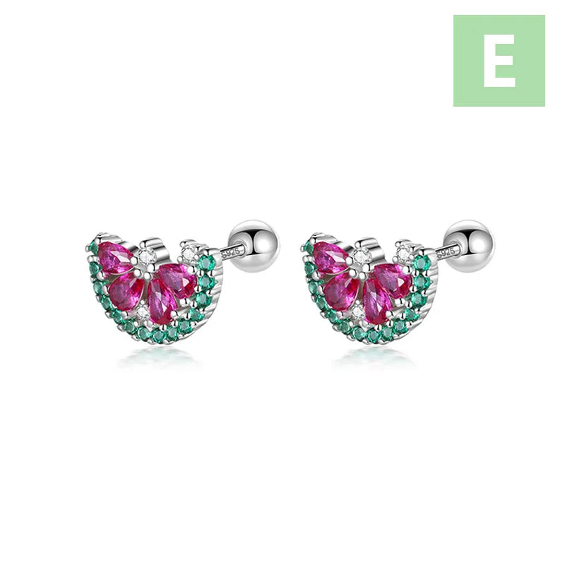 Fruit Zircon CZ Screw Stud Earrings DF2006