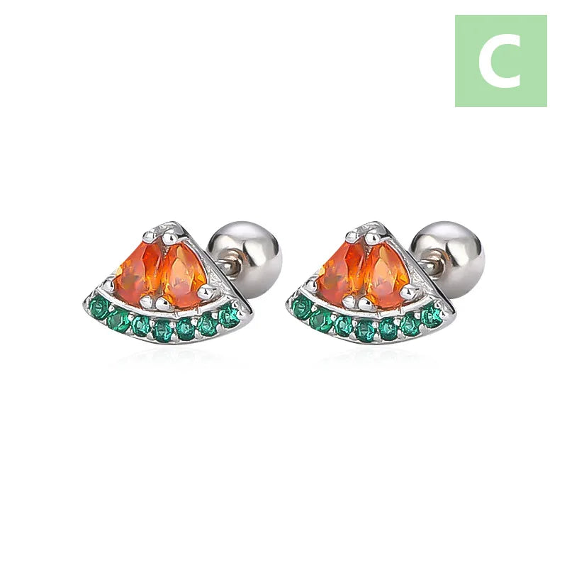 Fruit Zircon CZ Screw Stud Earrings DF2006