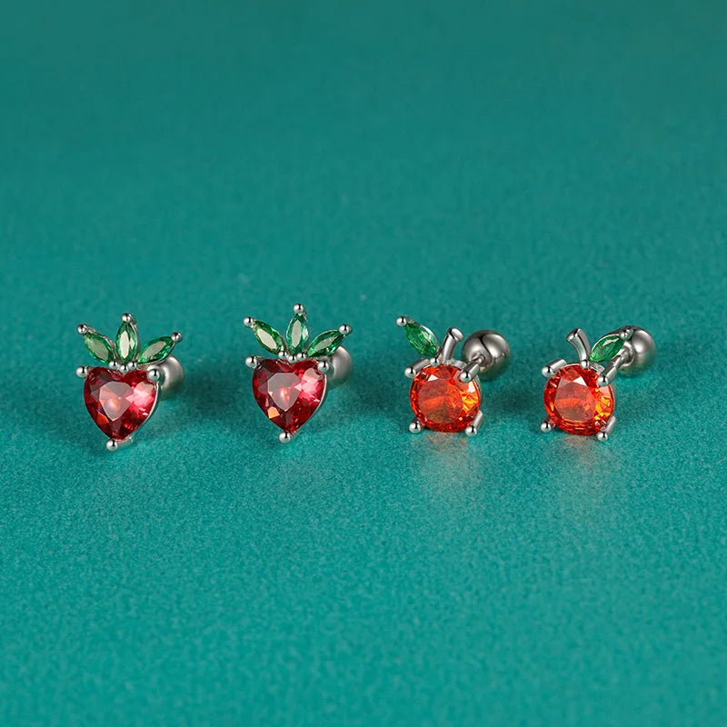 Fruit Zircon CZ Screw Stud Earrings DF2006