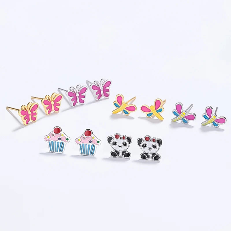 Glaze Cake Panda Dragonfly Stud Earrings DS4607