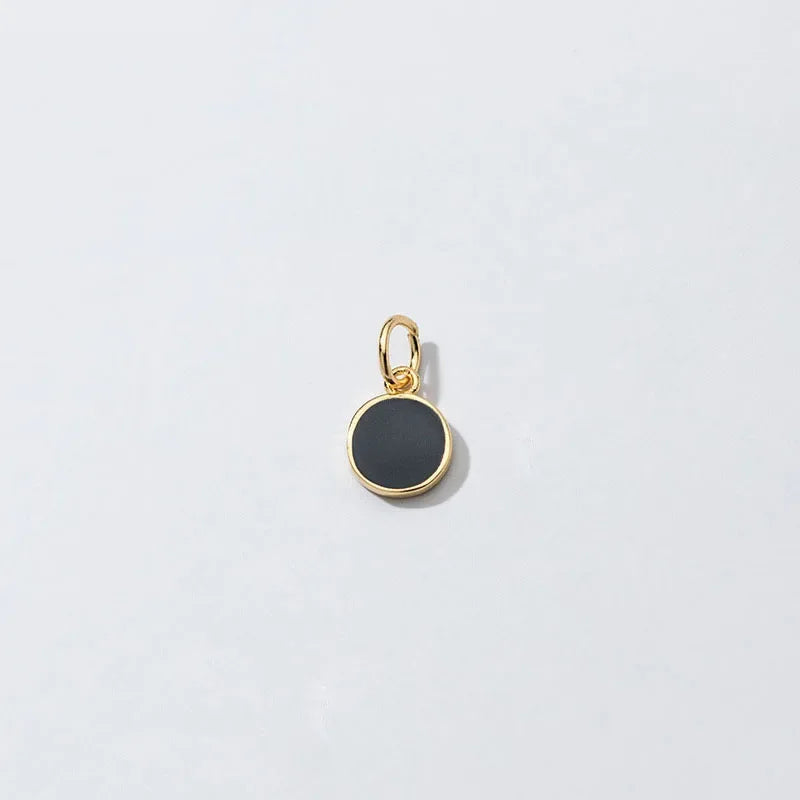 Fashion Black Glaze Round Charm Pendant Handmade DIY Accessories Jewelry HY105