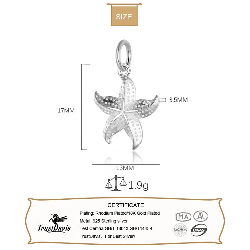 Personality Fashion Sweet 3D Starfish Charm Pendant DZ27