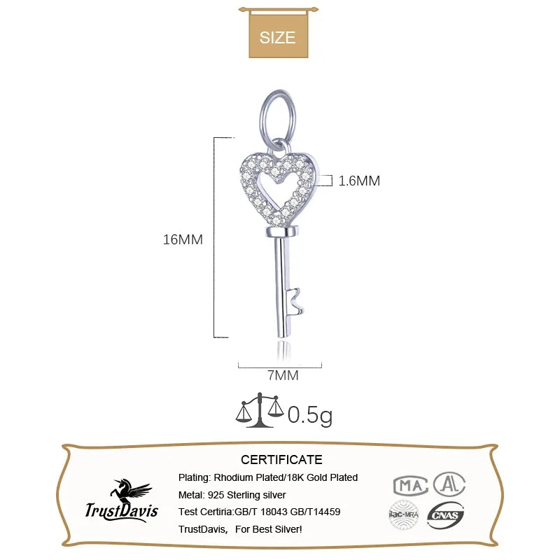 Heart Key Charm Pendant Handmade DIY Accessories DZ419