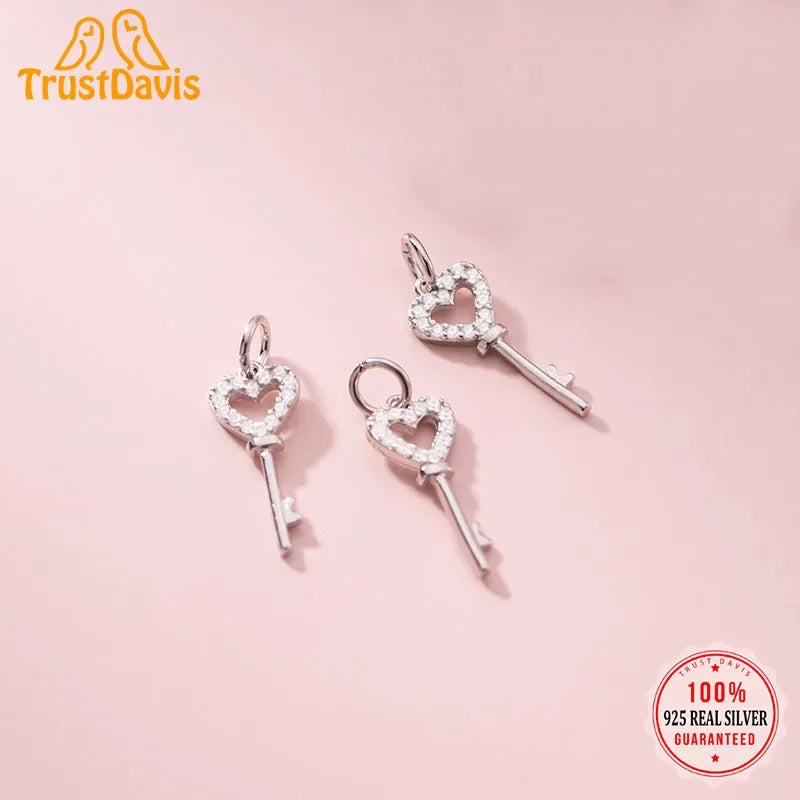 Heart Key Charm Pendant Handmade DIY Accessories DZ419