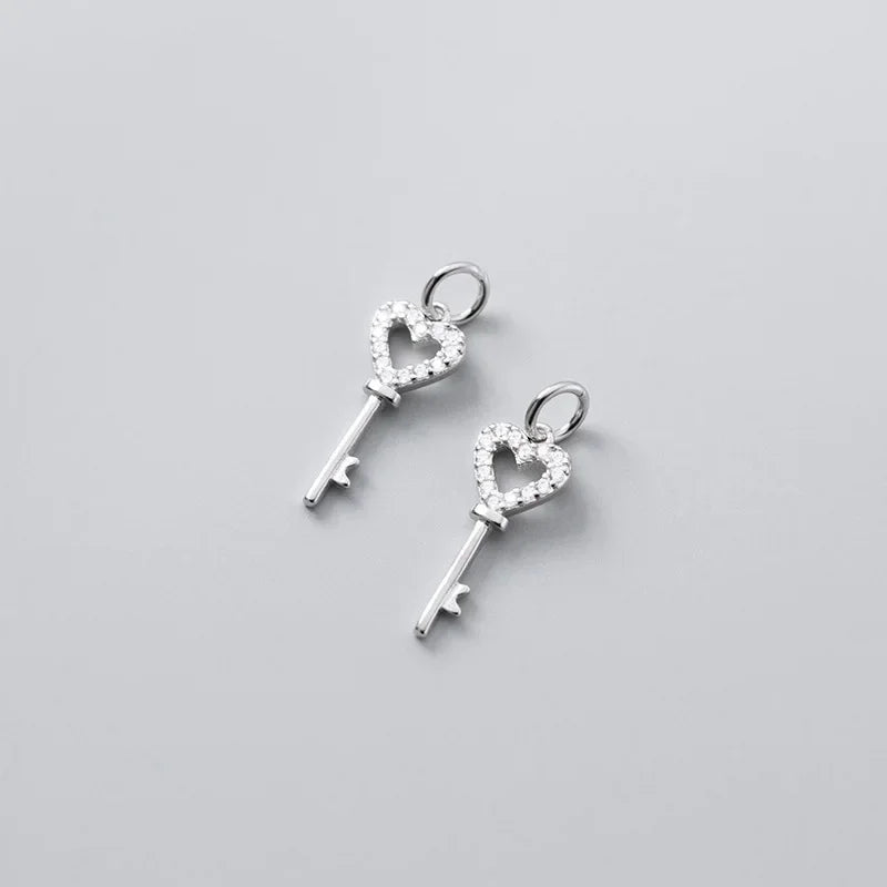 Heart Key Charm Pendant Handmade DIY Accessories DZ419