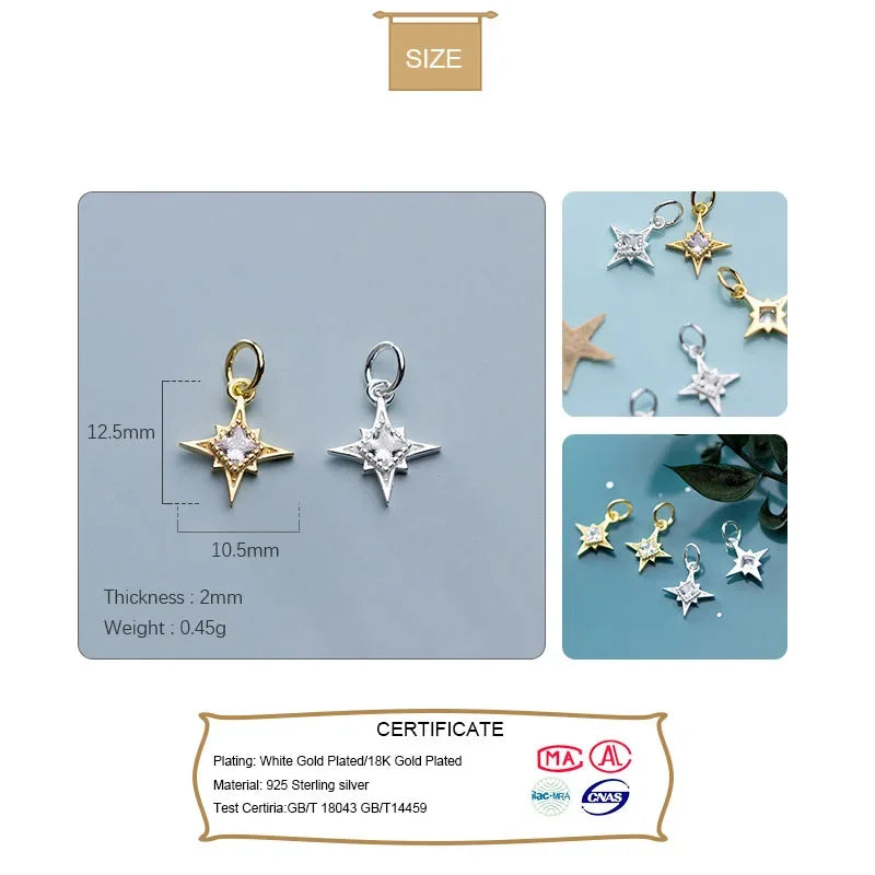 Star CZ Charm Pendant Handmade DIY Accessories DZ409