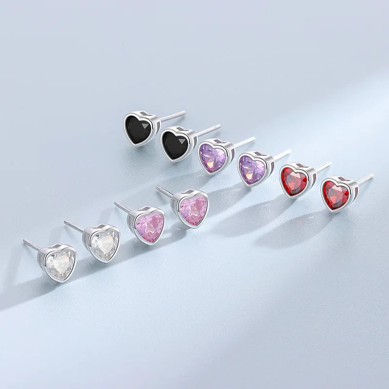 Romantic Love Heart Shiny CZ Stud Earrings DS3537