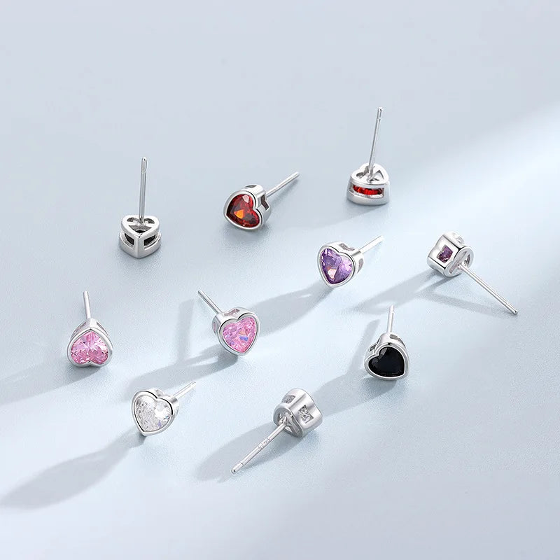 Romantic Love Heart Shiny CZ Stud Earrings DS3537