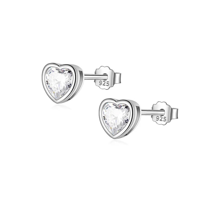 Romantic Love Heart Shiny CZ Stud Earrings DS3537