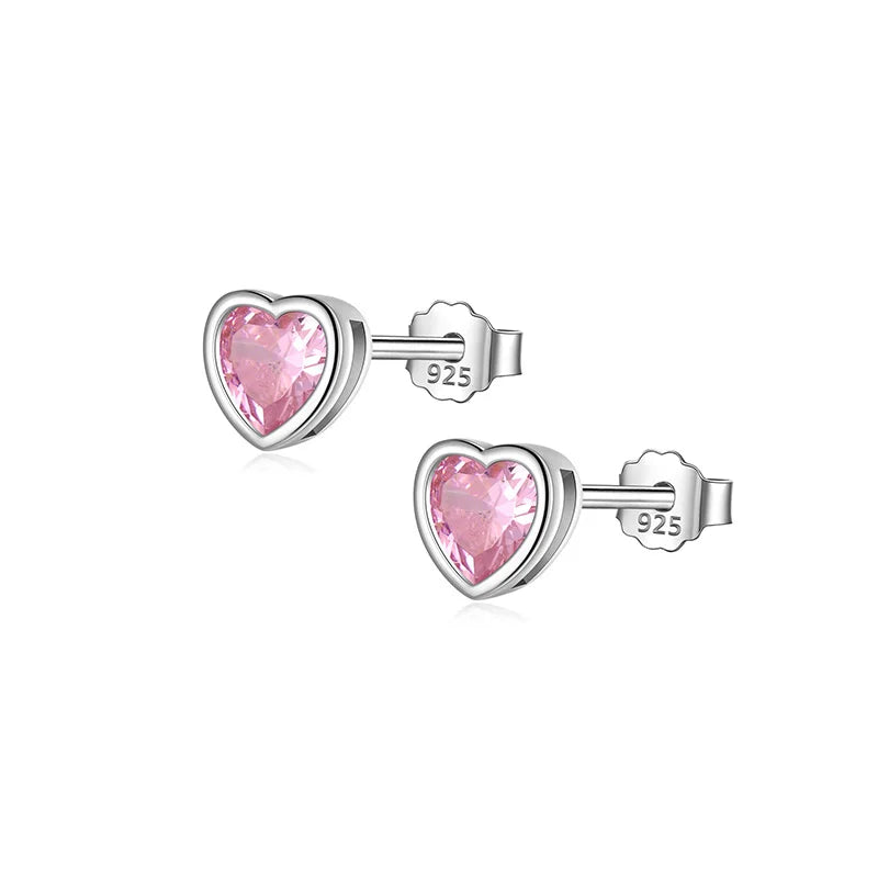 Romantic Love Heart Shiny CZ Stud Earrings DS3537