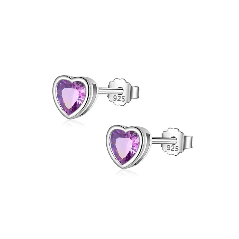 Romantic Love Heart Shiny CZ Stud Earrings DS3537