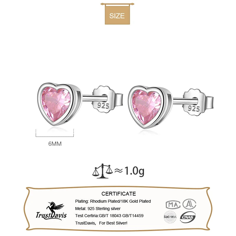 Romantic Love Heart Shiny CZ Stud Earrings DS3537