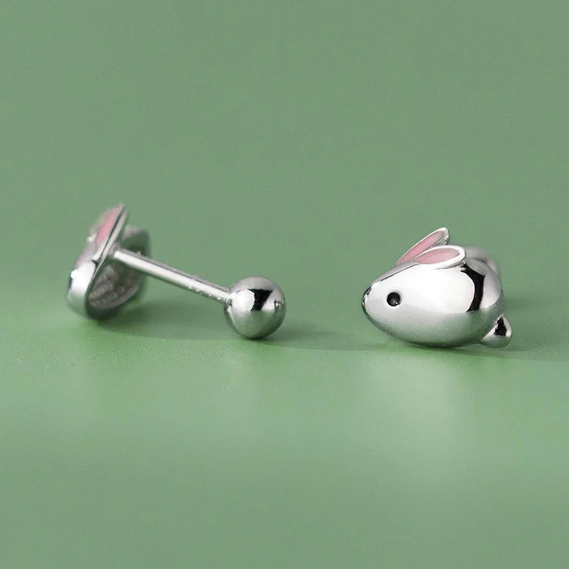 Romantic Rabbit Bead Screw Stud Earrings DS4033