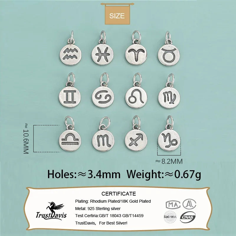 12 Constellation Pendant DIY Necklace Bracelet Accessories DZ631